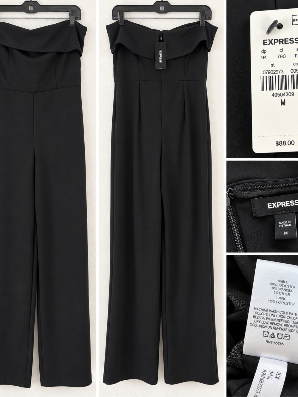 Express Black Strapless Off Shoulder Wide Leg Jumpsuit NWT size M
